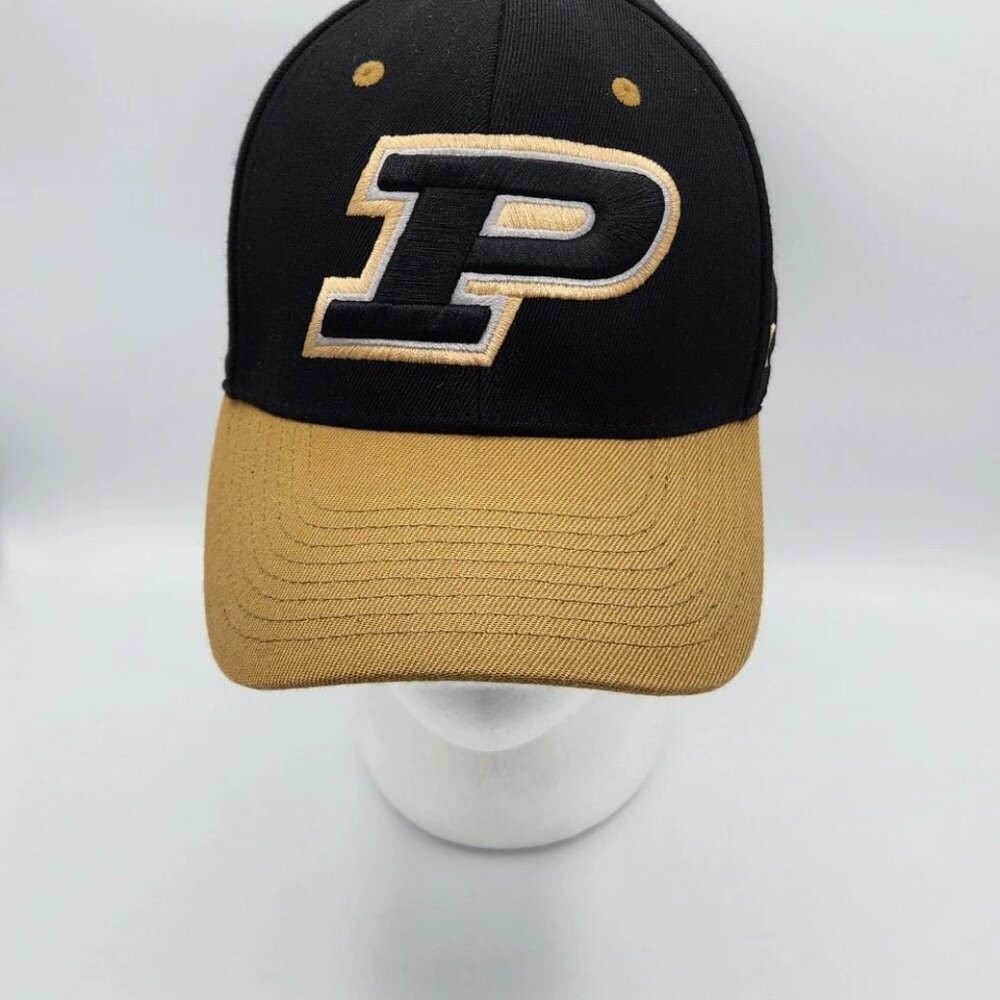 ‘47 Brand NCAA Purdue Boilermakers Mens Hat Cap Flexfit OSFa Black Tan EUC